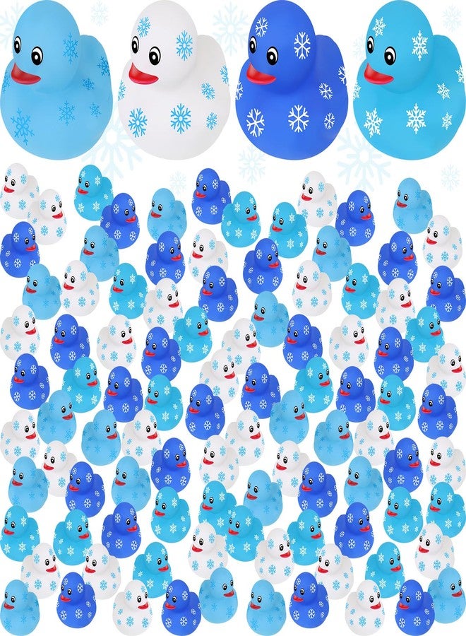 جيريفي بط مطاطي على شكل ندفة ثلجية شتوية من جيريفاي، بط مطاطي بنمط ندفة الثلج، عناصر شتوية، 4 ألوان، مجموعة كبيرة، زينة حمام سباحة، حشو أكياس هدايا حفلات أعياد الميلاد (48 قطعة) - Image 1